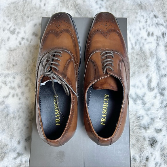 New Men’s Brown Leather Oxford Dress Shoes sz 7 / 38 - Picture 8 of 13